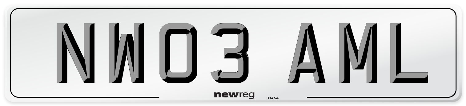 NW03 AML Number Plate from New Reg